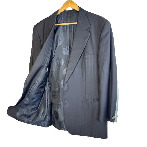 Vintage Gianni Versace Navy Pin Stripe  Wool Blazer Jacket Made in Italy Sz 44 - Picture 11 of 12